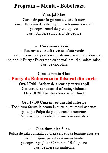 Program meniu Boboteaza